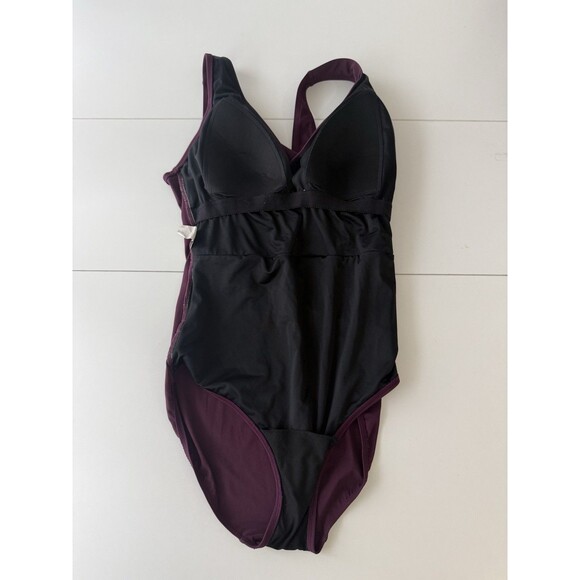 L.L.Bean Cross Front One Piece Swimsuit Size 12 purple - Picture 9 of 12